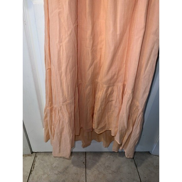 LOFT Maxi Dress Womens Small Tiered Ruffle Lined Flowy Peach Cottage Peasant - Picture 3 of 7